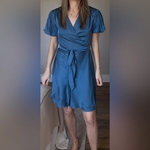 Deadstock Fabric Silk Blend Handmade Vietnam True Wrap Dress Puff Bubble Sleeve